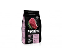 AlphaPet SuperPremium для щенков и кормящих собак средних пород 900г с Говядиной и рисом