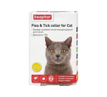 Beaphar ошейник от блох и клещей для кошек желтый 35 см