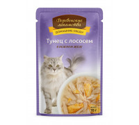 Деревенские Лакомства 70г для кошек Тунец с лососем в желе